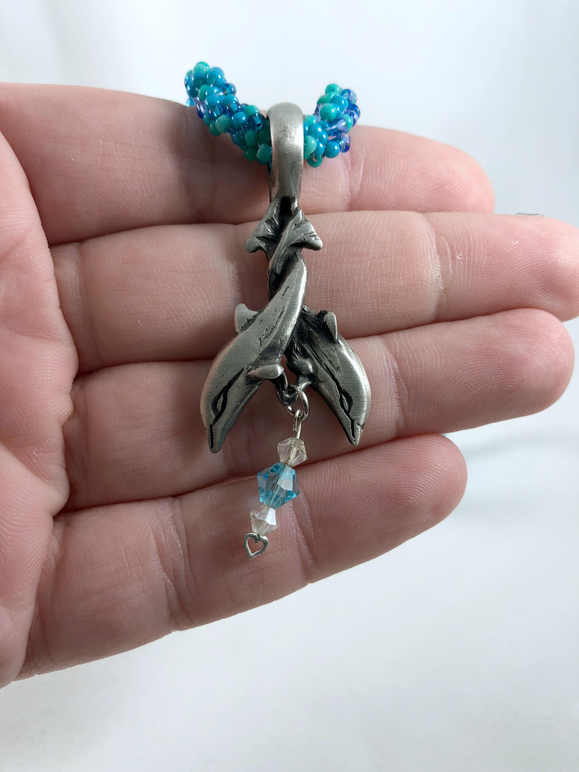 Dolphin Pendant with Crystals