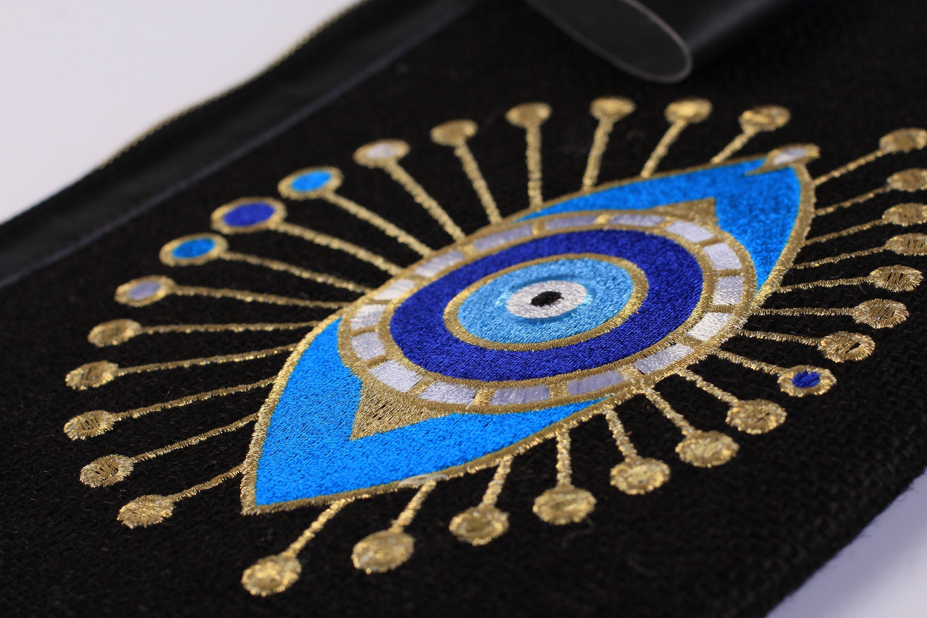 Evil Eye Embroidered Bag, Jute Clutch Bag, Black Evening Bag, Embroidery Purse Bags, shops Evil Eye Clutch, Leather Wristlet, Jute Bag, Beach Bag