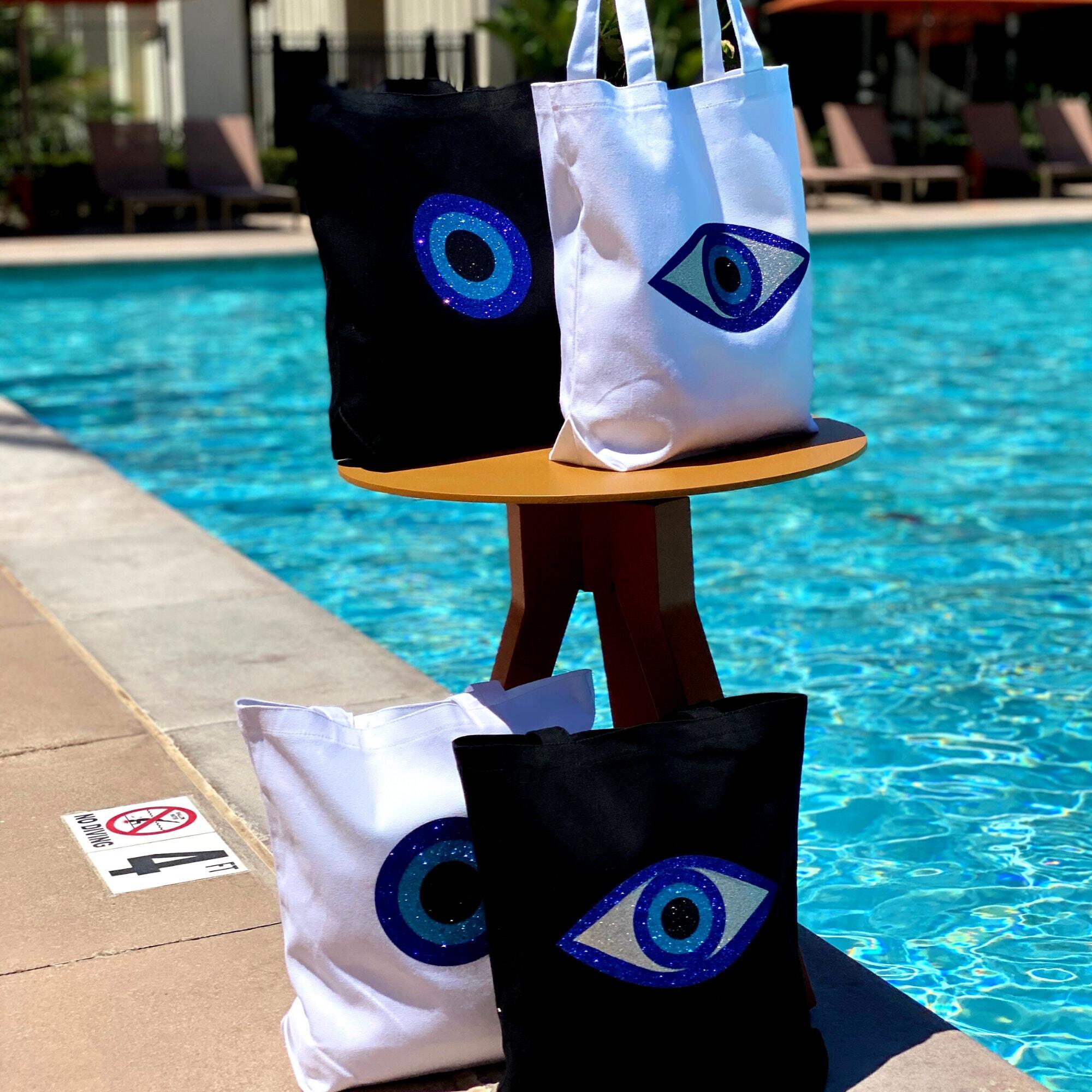 Clothing & Accessories :: Bags & Purses :: Shoulder :: Canvas Tote Bag,  Glitter Patches, Evil Eye Bag, Summer Bag for Women, Eye Glitter Patches,  Good Luck Gifts, Grocery Bag, Gift For Her