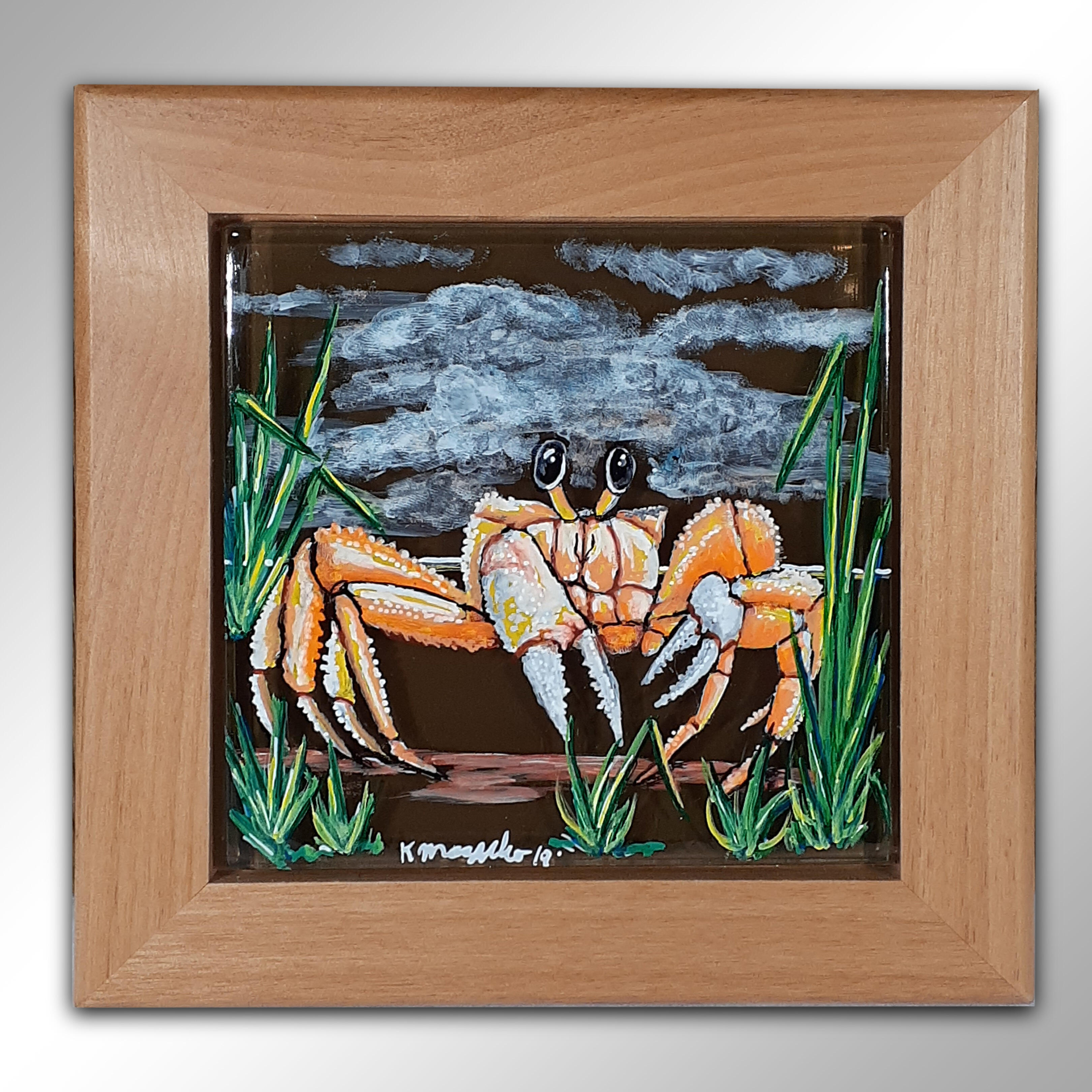 Hand Painted Ghost Crab Wall Tile