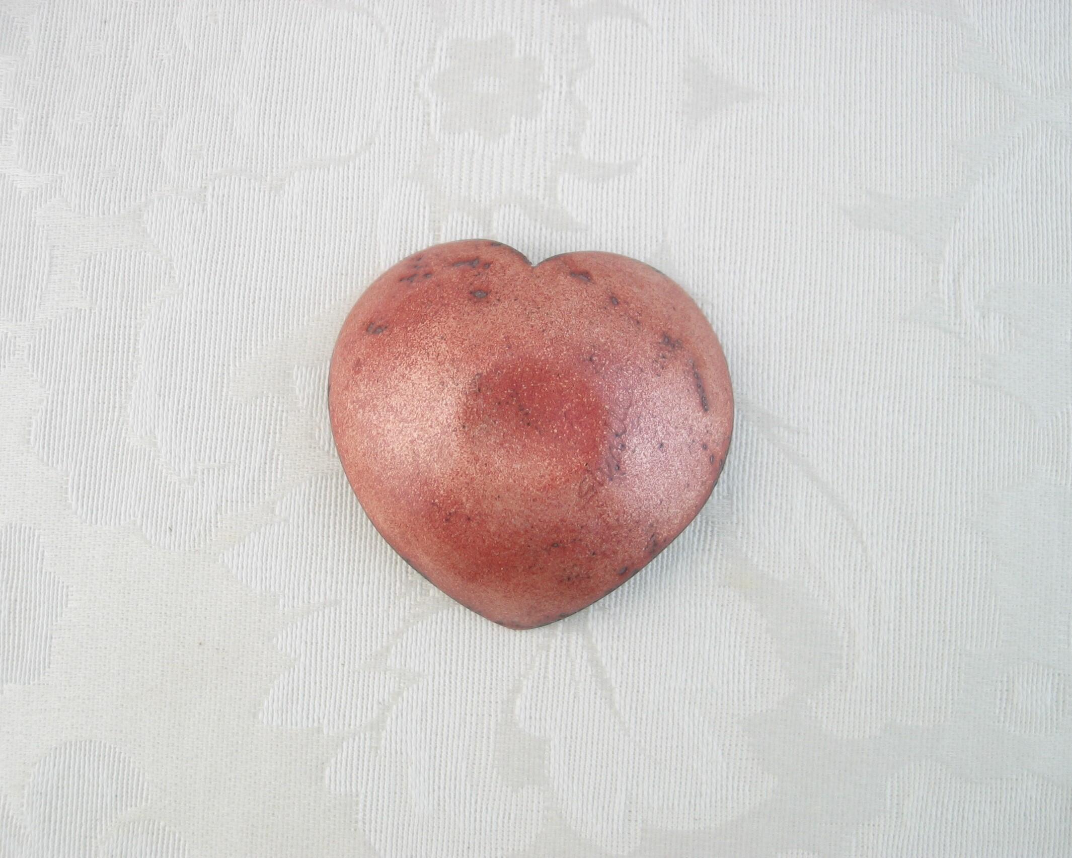 back side of copper enameled heart shaped dish