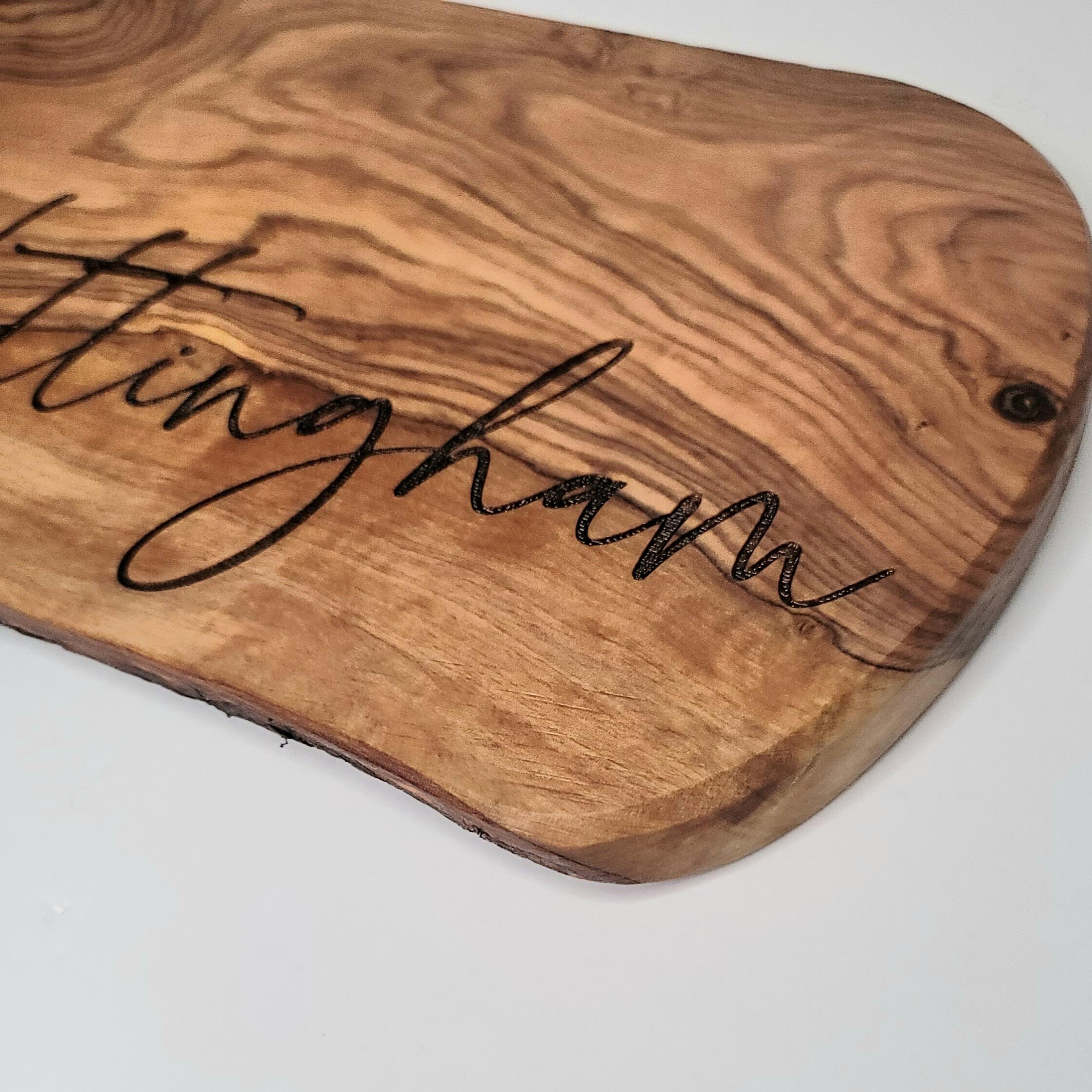 Olive Wood Cutting BoardServing Board TrayPersonalized Custom Cutting BoardRealtors Closing GiftPersonalized custom Charcuterie