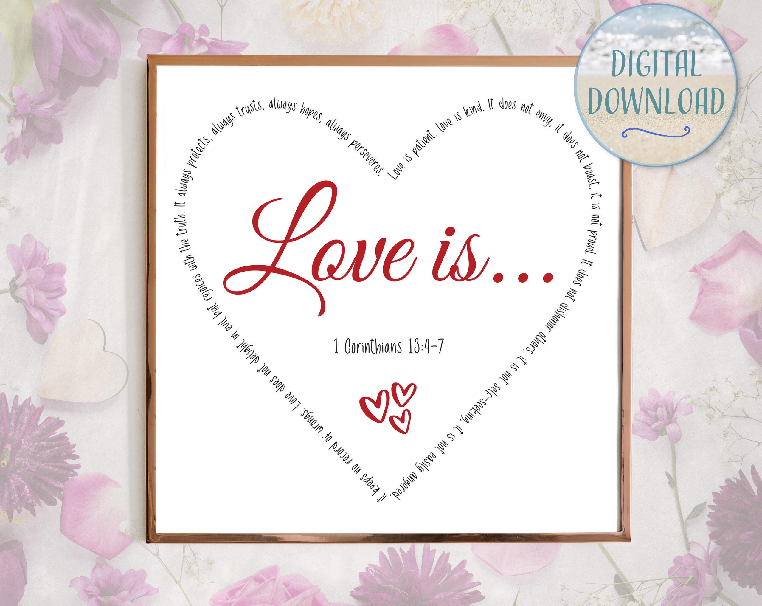 Love Is Patient Love Is Kind, 1 Corinthians 13:4-7 Digital Download