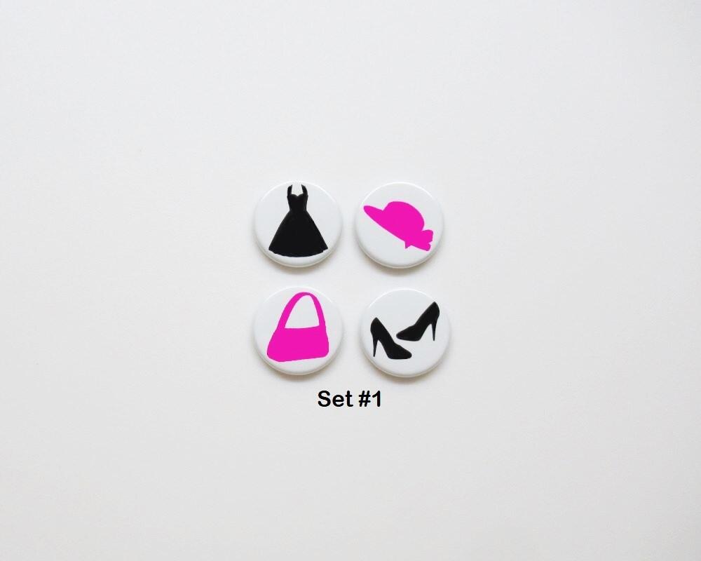 Dress and Accessories Colored Foil Magnets, Sets of 4