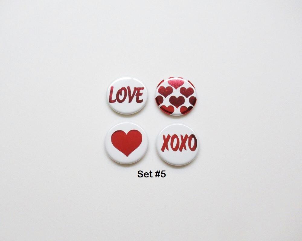 Valentine Hearts and Love Red Foil Magnets