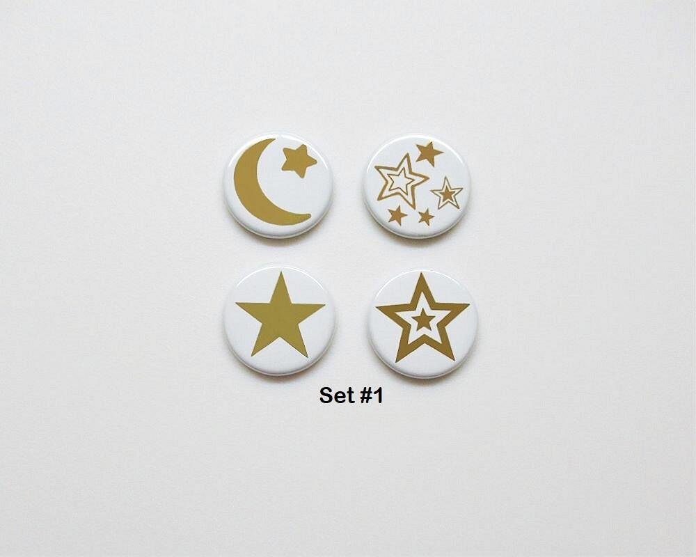 Moon and Stars Gold Foil Magnets