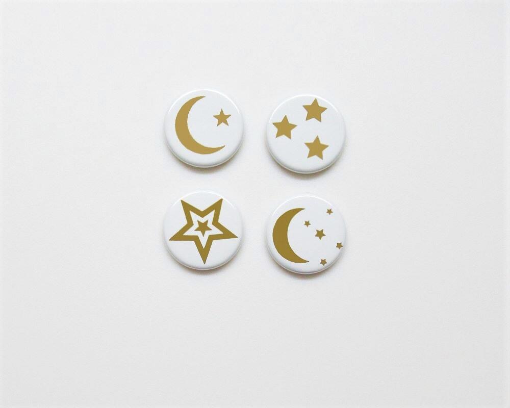 Moon and Stars Gold Foil Magnets