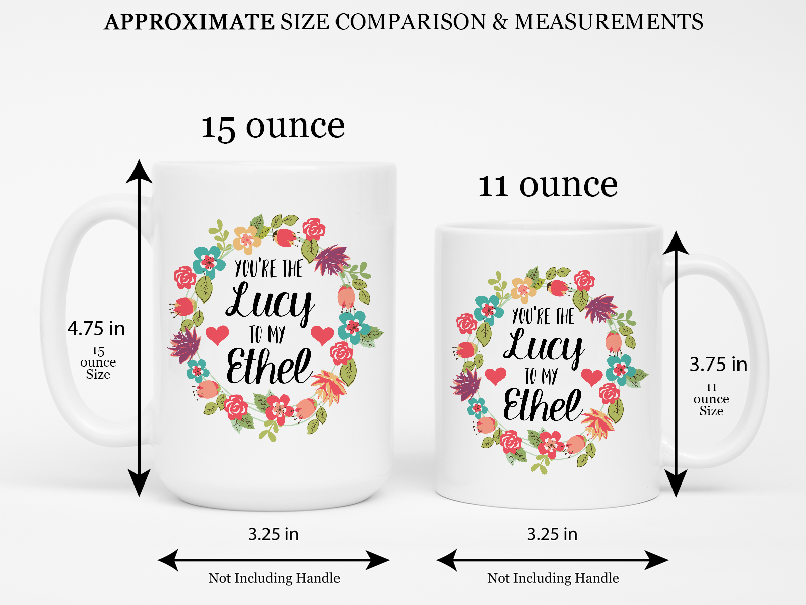 11 oz and 15 oz ceramic coffee mug comparison.