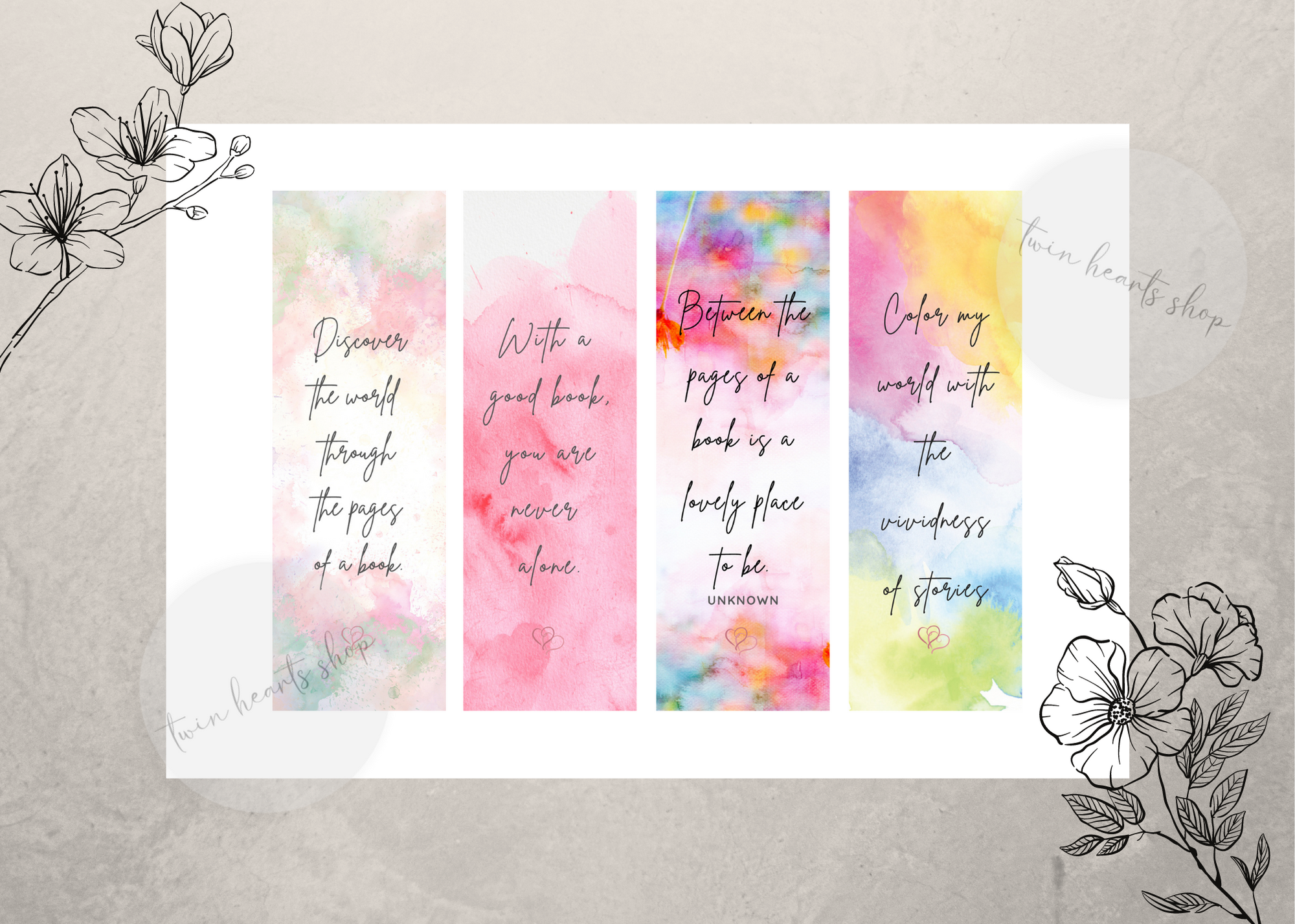 Handmade Supplies :: Digital Files & Templates :: Watercolor Bookmarks PDF, Printable Bookmarks, Digital Bookmark handmade-supplies-digital-files-templates-watercolor-bookmarks-pdf-printable-bookmarks-digital-bookmark