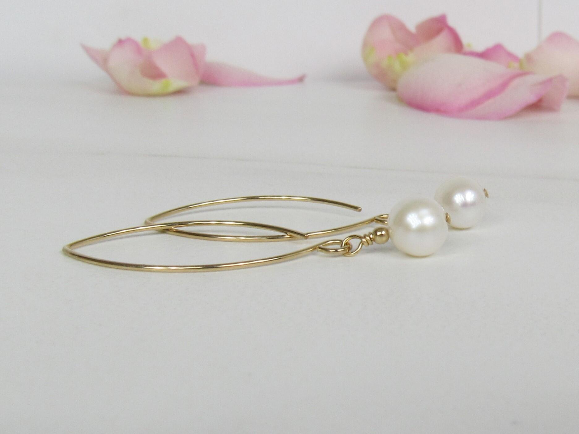 Freshwater Pearl Dangle Earrings, Bride Gift