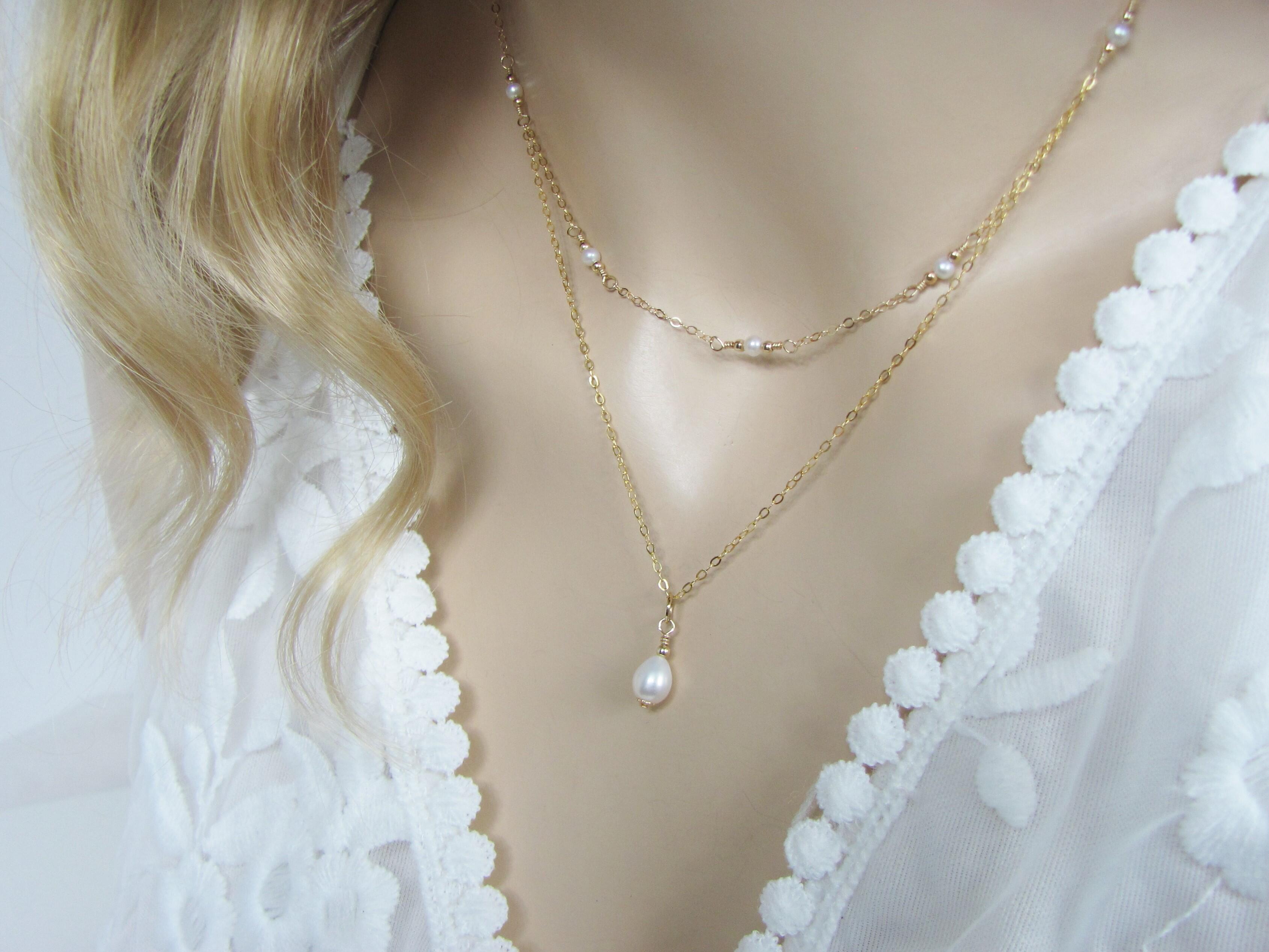 Pearl Layered Necklace Set 14K Gold Filled