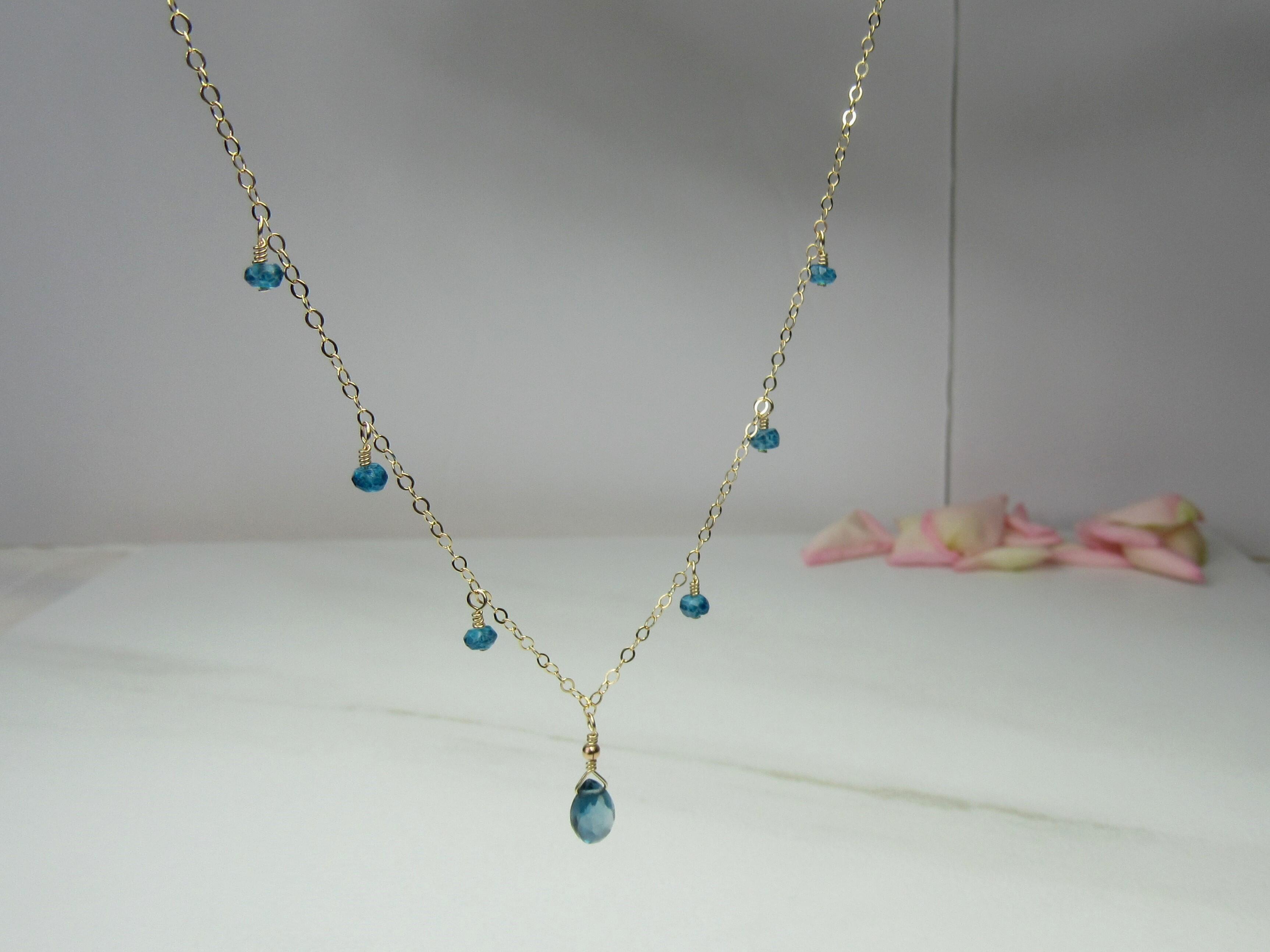 Dangle Necklace with London Blue Topaz Gemstones
