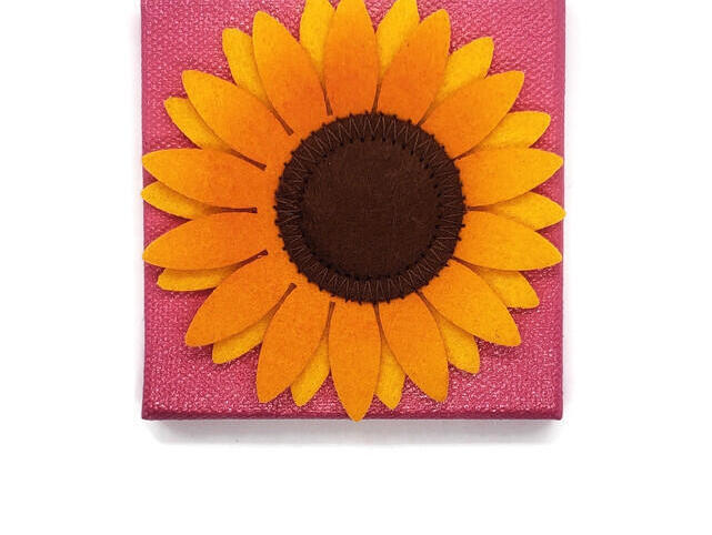 Custom Sunflower mini canvas sign, available in multiple colors.