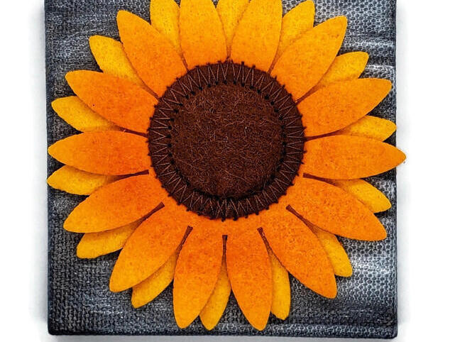 Custom Sunflower mini canvas sign, available in multiple colors.