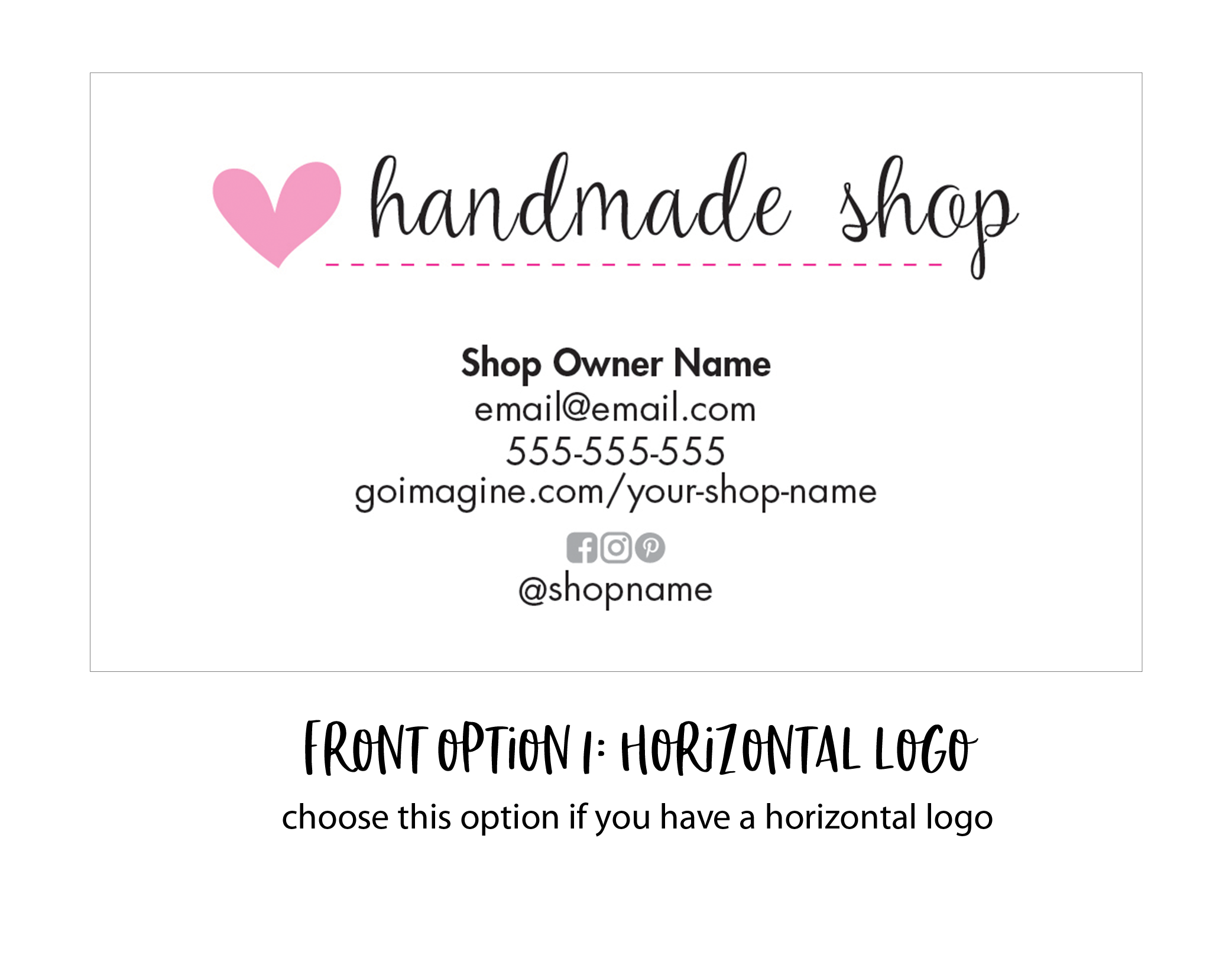 custom business card - horizontal format