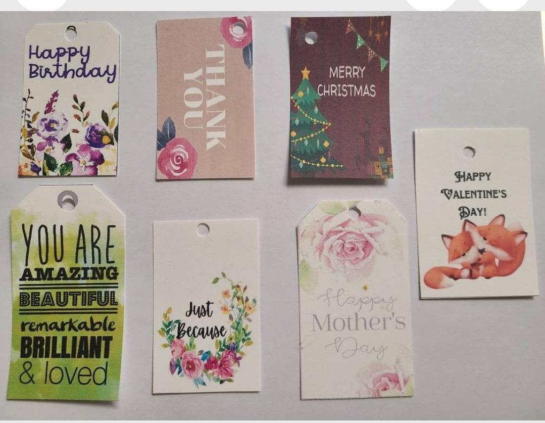 Choice of gifts tags, Happy birthday, Mothers day, you're loved