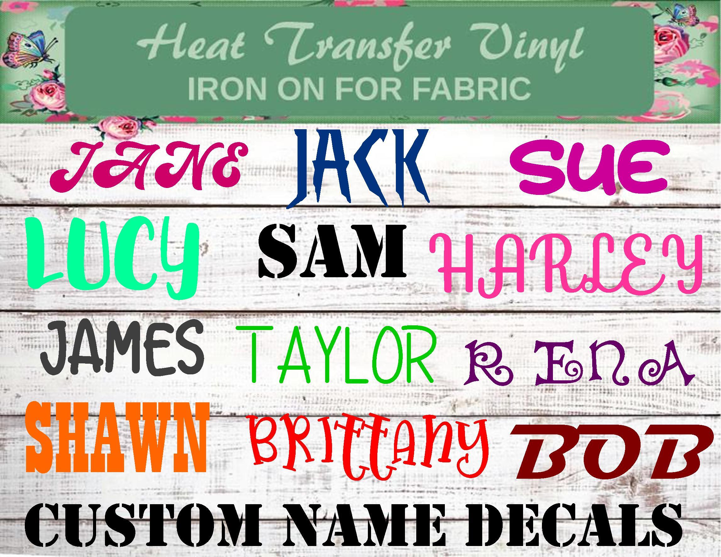 Personalised NAME TEXT Solid Plain Hot Fix Iron On Transfer Numbers Cushion Flag 