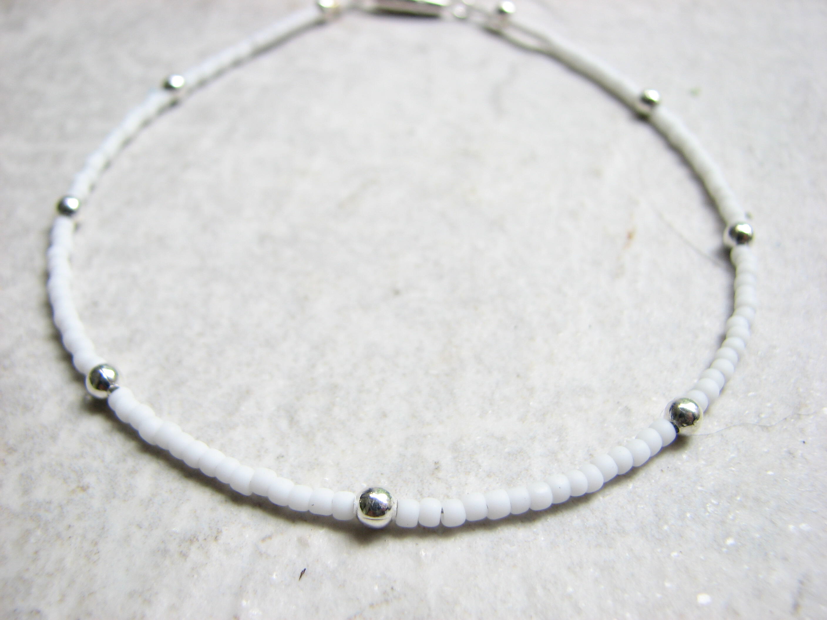 White with silver accents anklet
