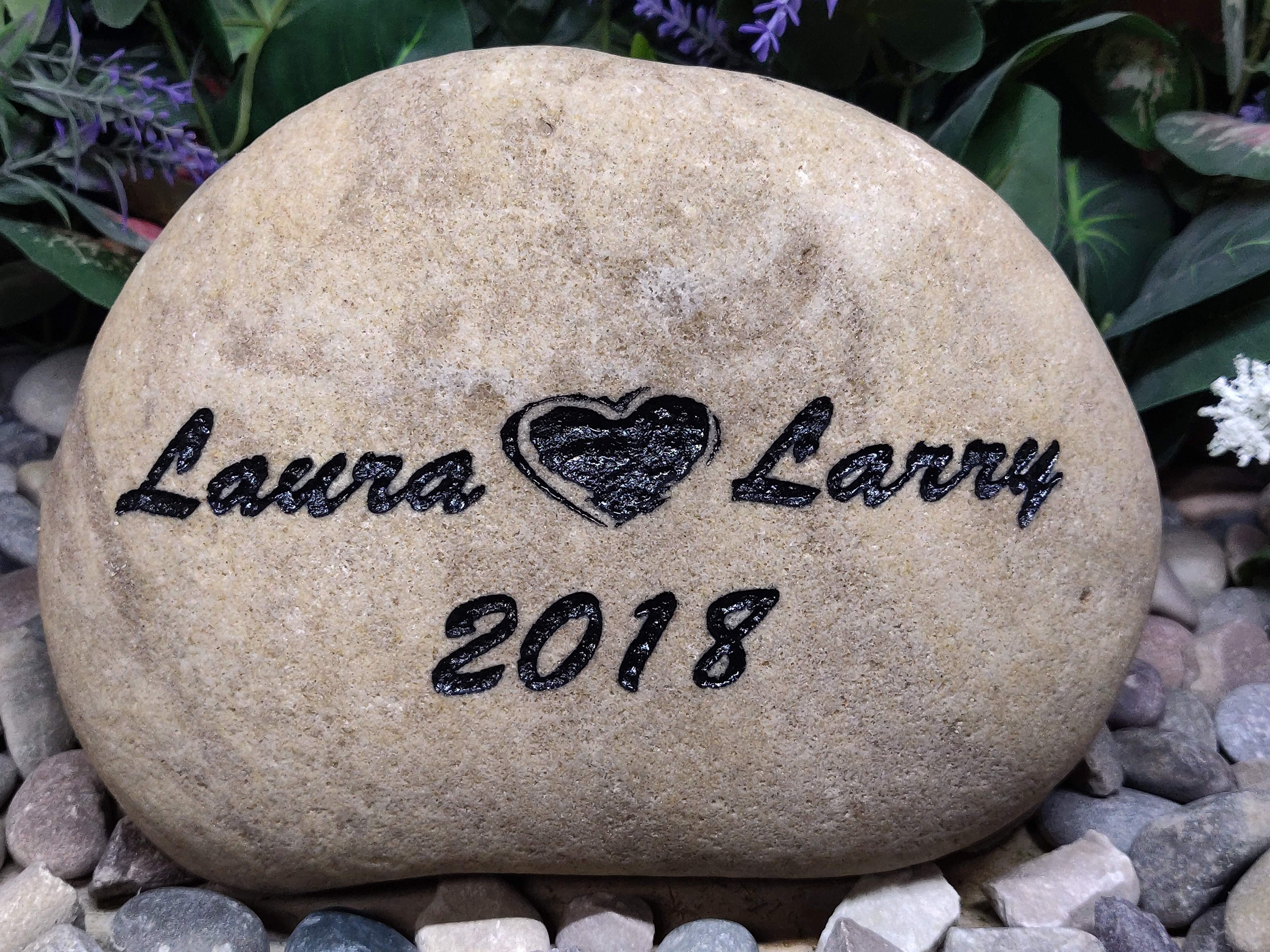 Personalized Wedding top Stone, Engraved River Rock