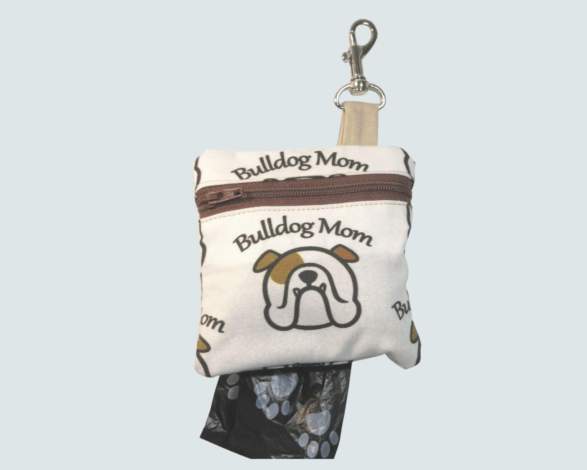 Bulldog Mom Dog Poop Bag Holder with Free roll of bags.