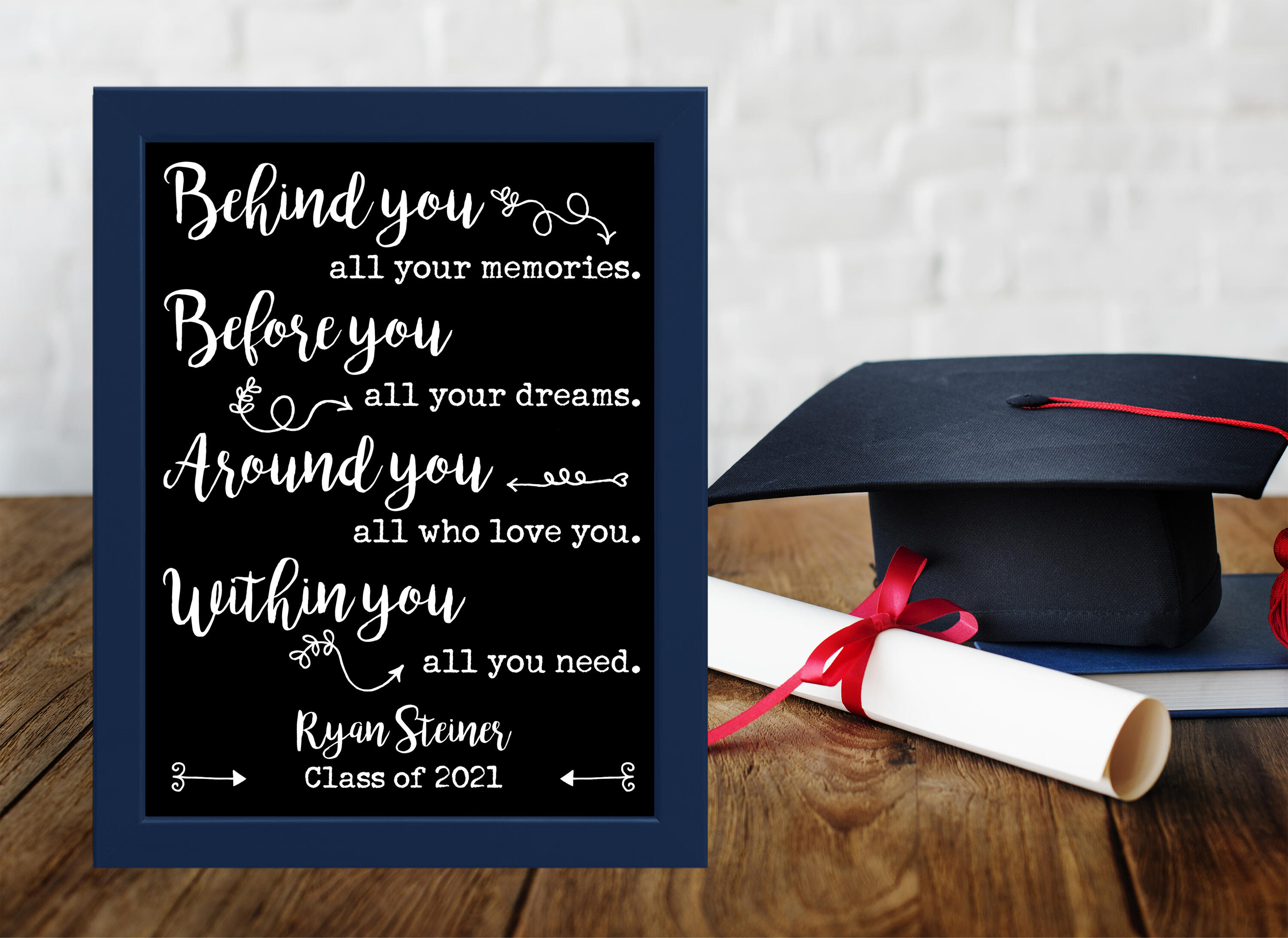 Personalized Graduation Gift Behind - Cap And Frame