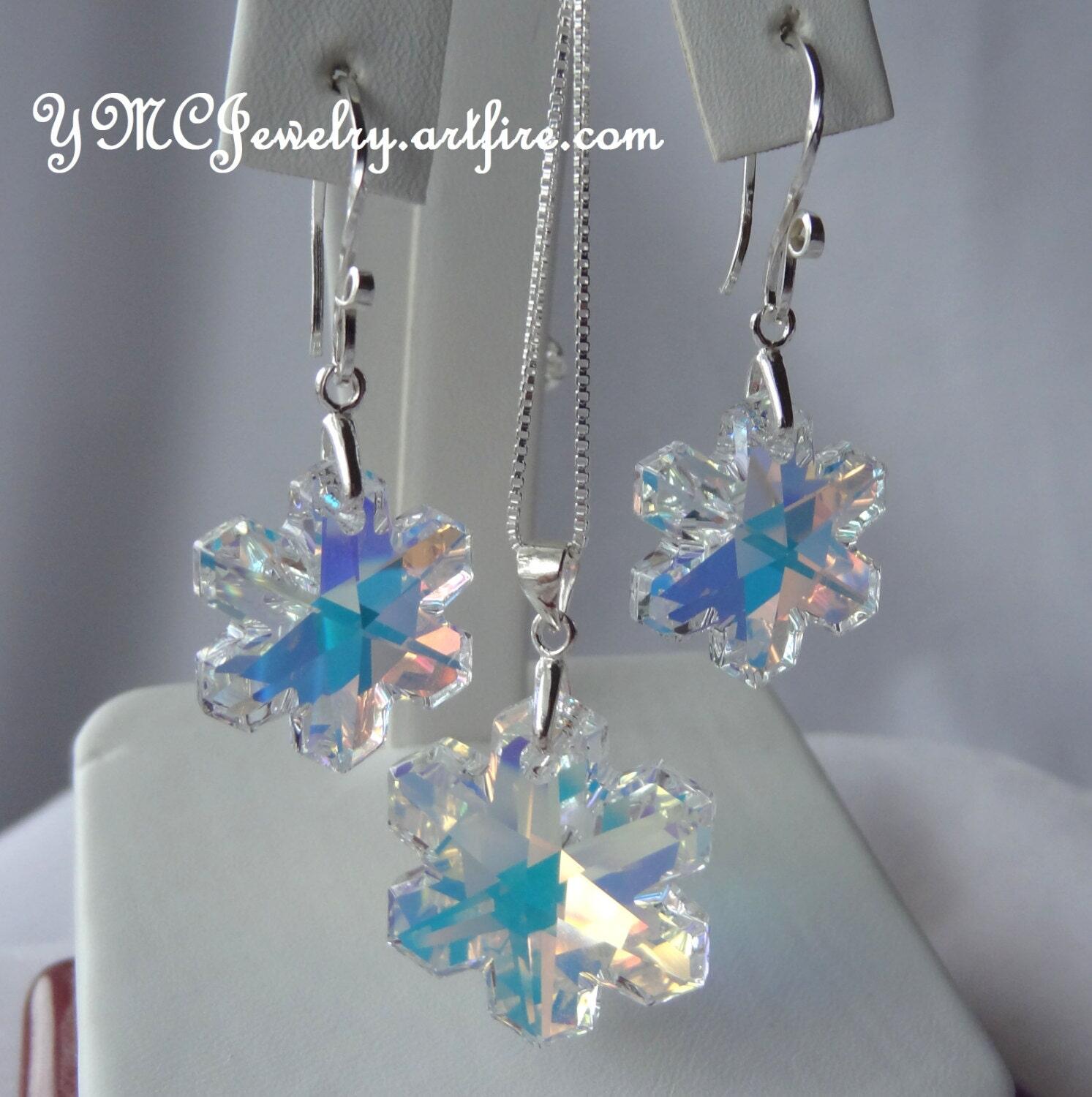 Crystal snowflake earrings discount