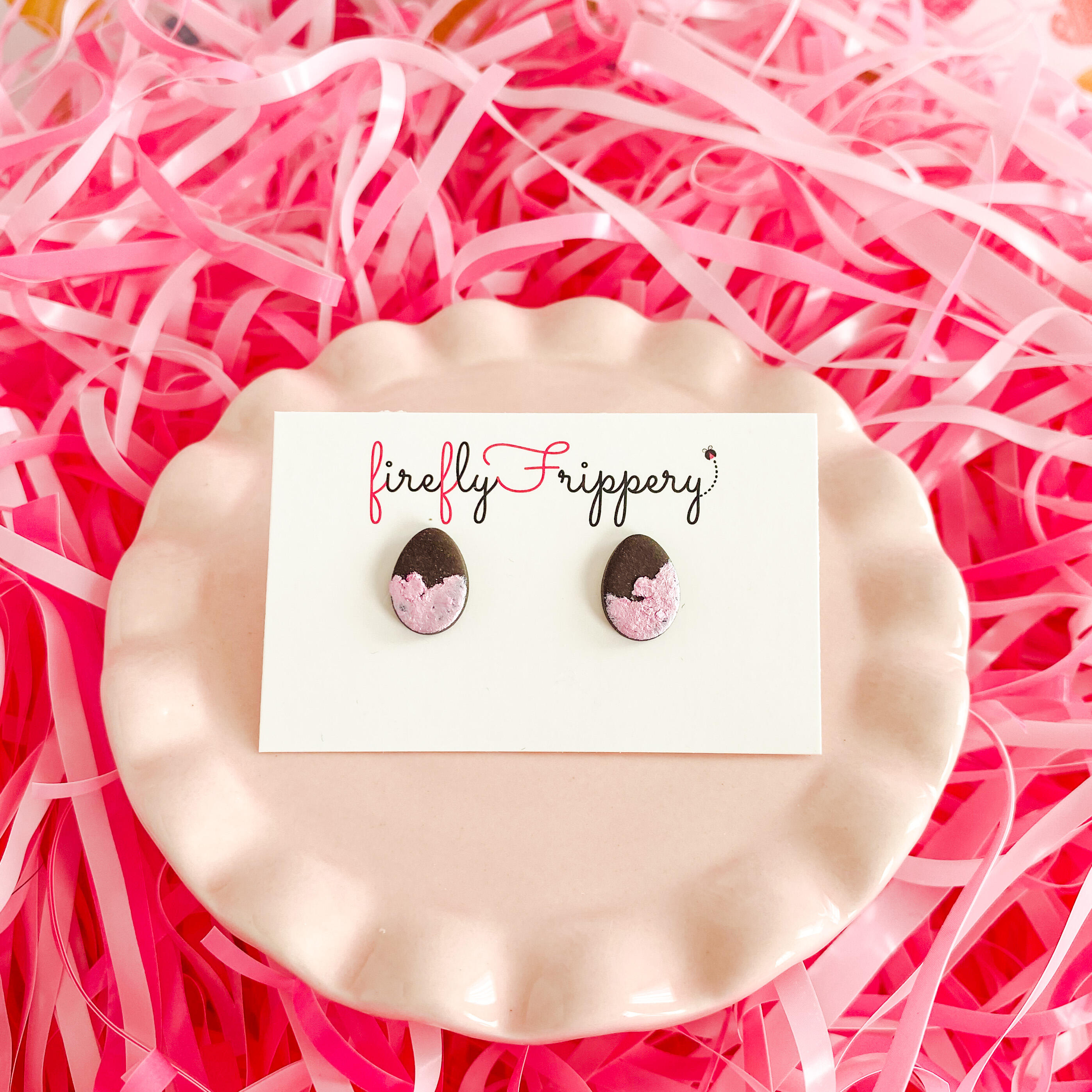 fireflyFrippery Classic Easter Candy Earring Collection - Pink Foil Chocolate Eggs