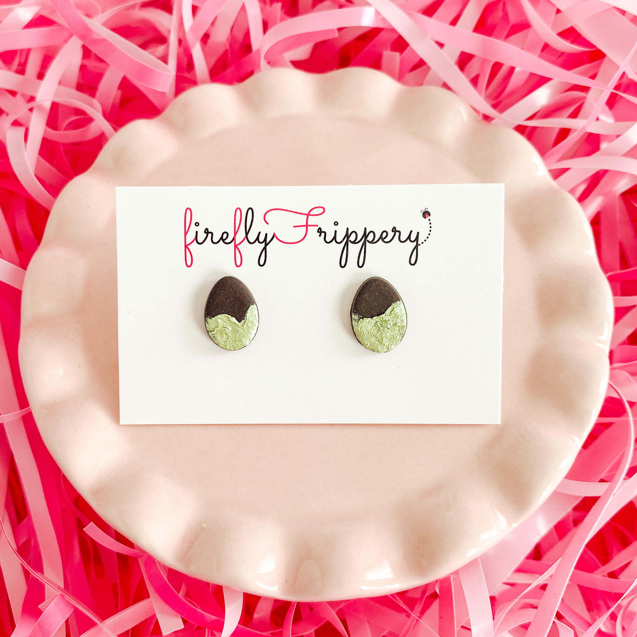 fireflyFrippery Classic Easter Candy Earring Collection - Green Foil Chocolate Eggs