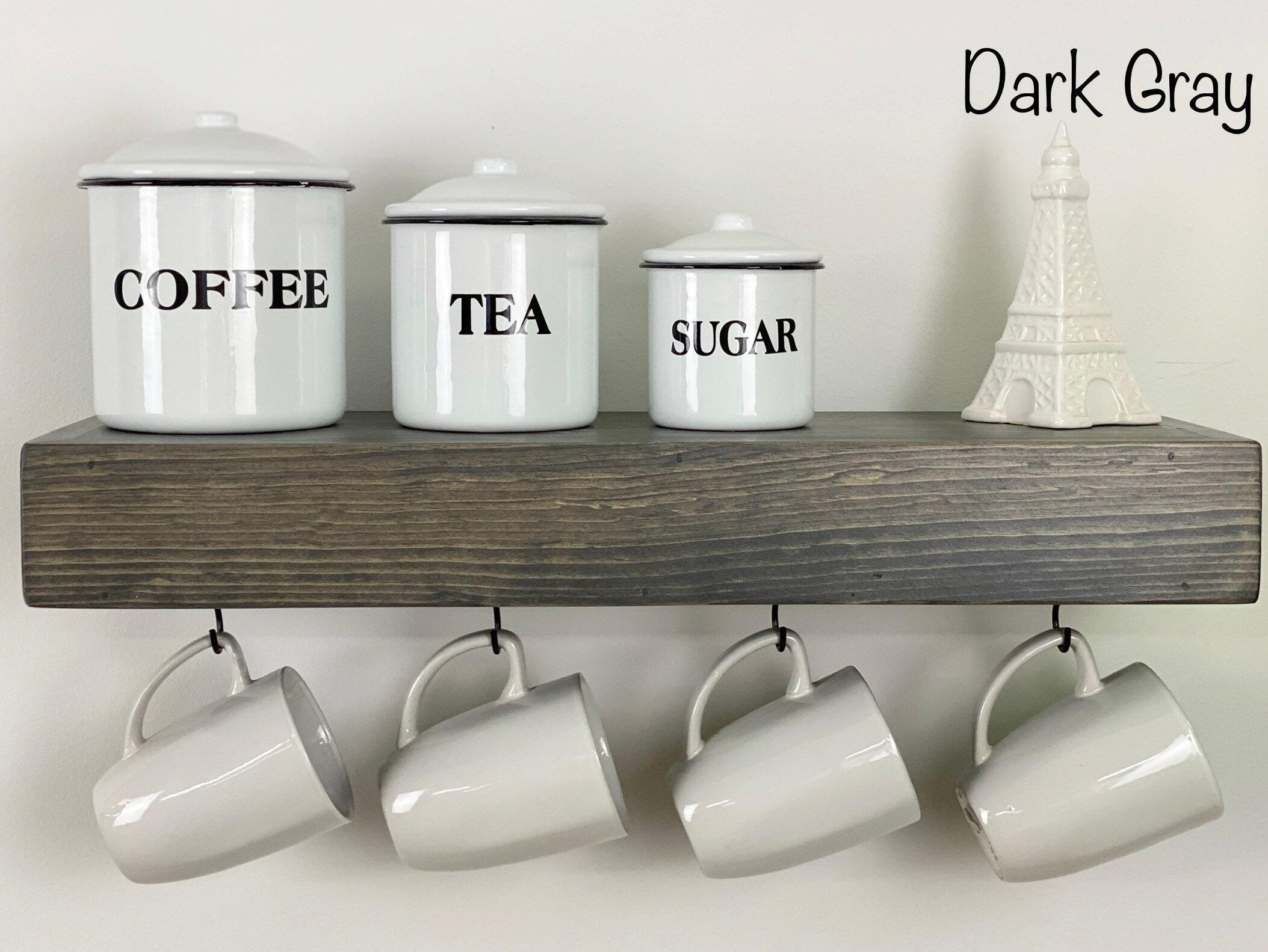 Coffee Mug Holder Wall Mounted Coffee Bar Decor Sign Coffee Cup Rack H –  plethoraproducts