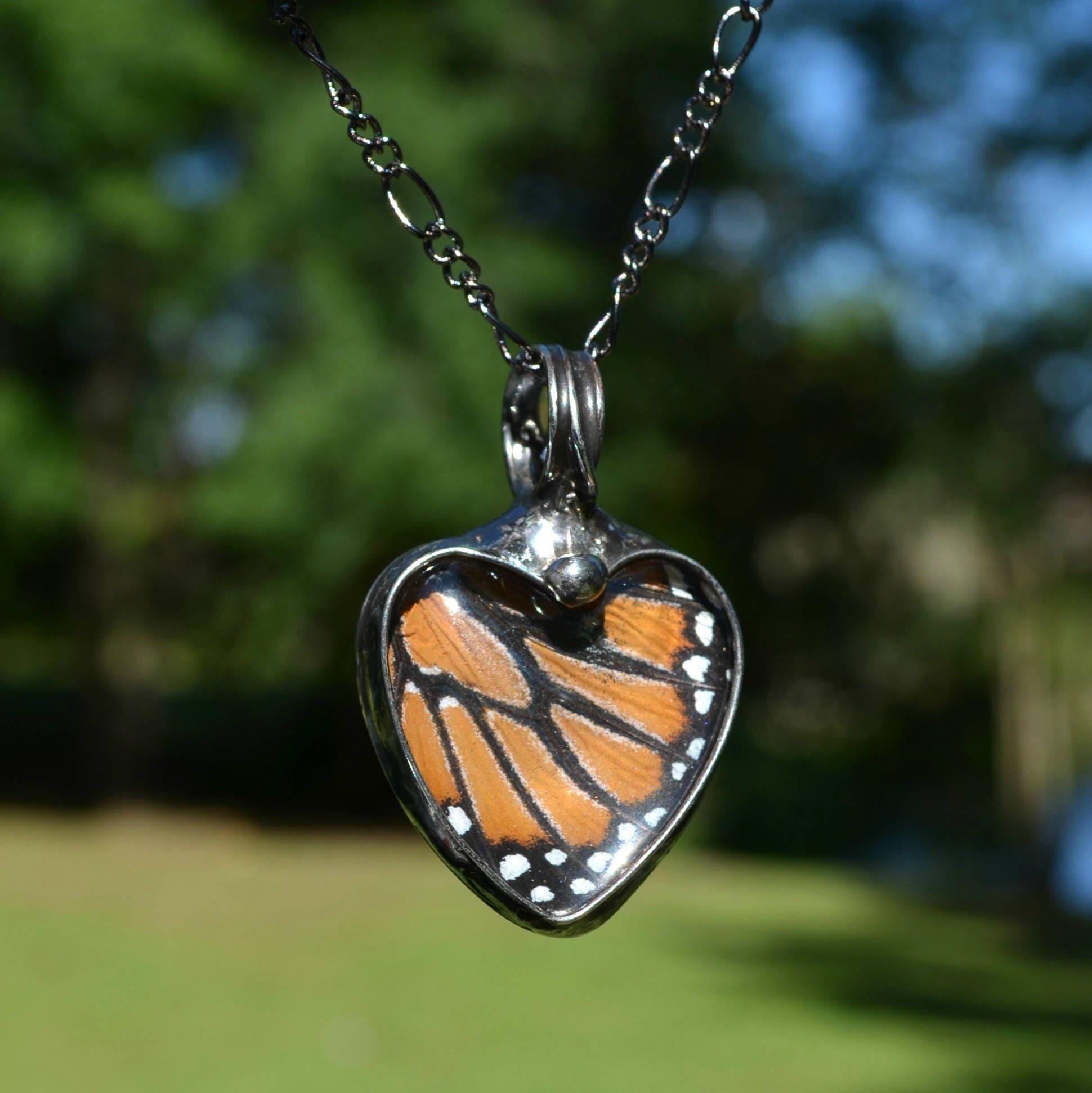 Real butterfly wing on sale necklace