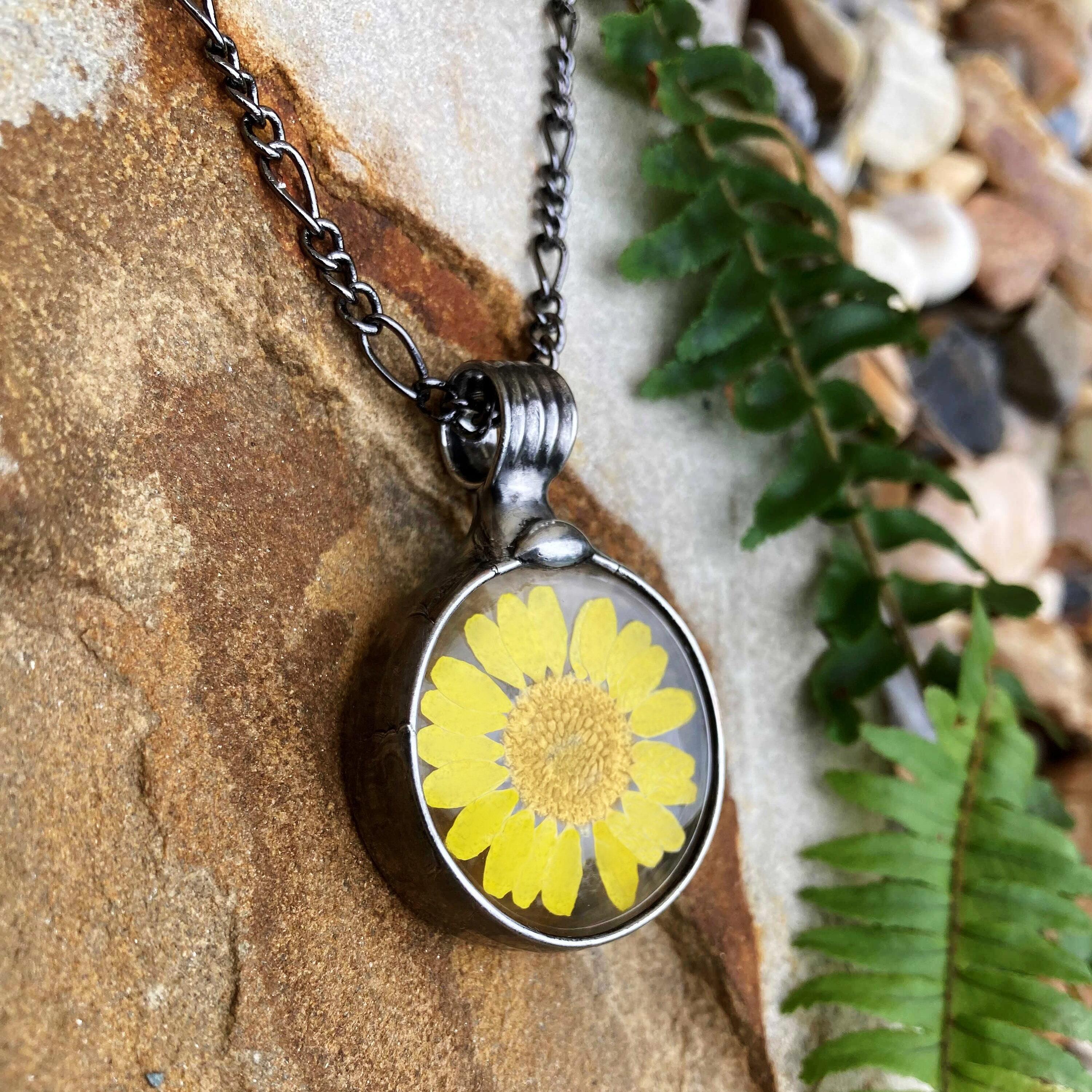 sunflower glass necklace