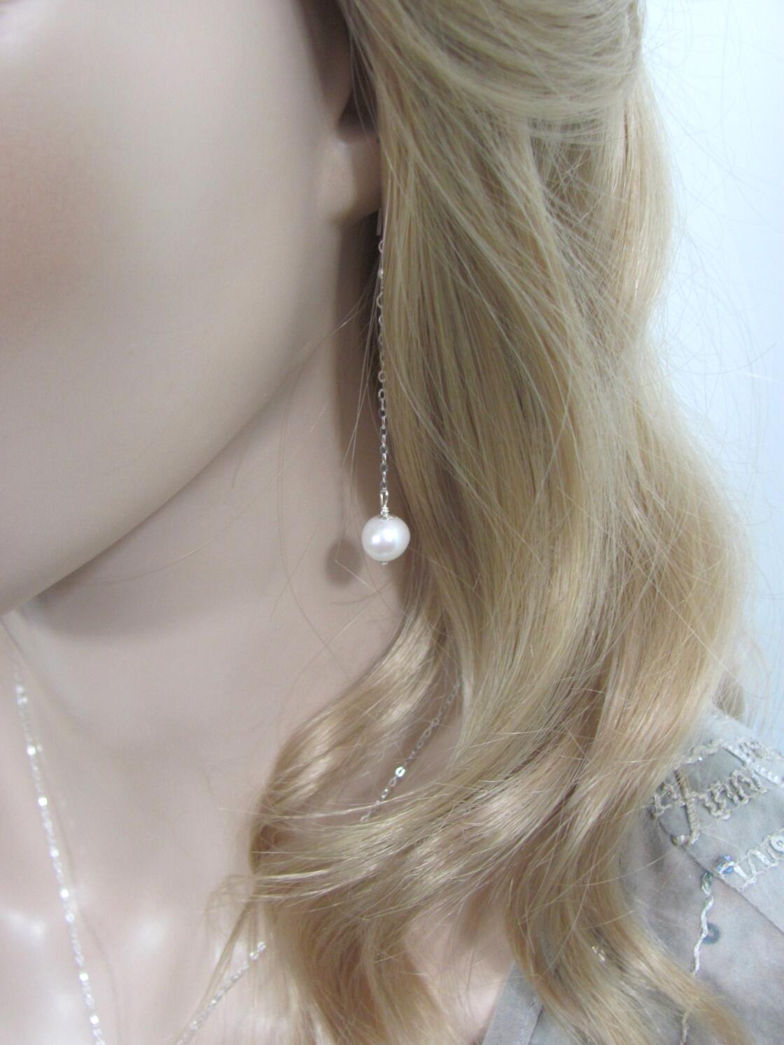 Pearl Drop Earrings in Sterling Silver