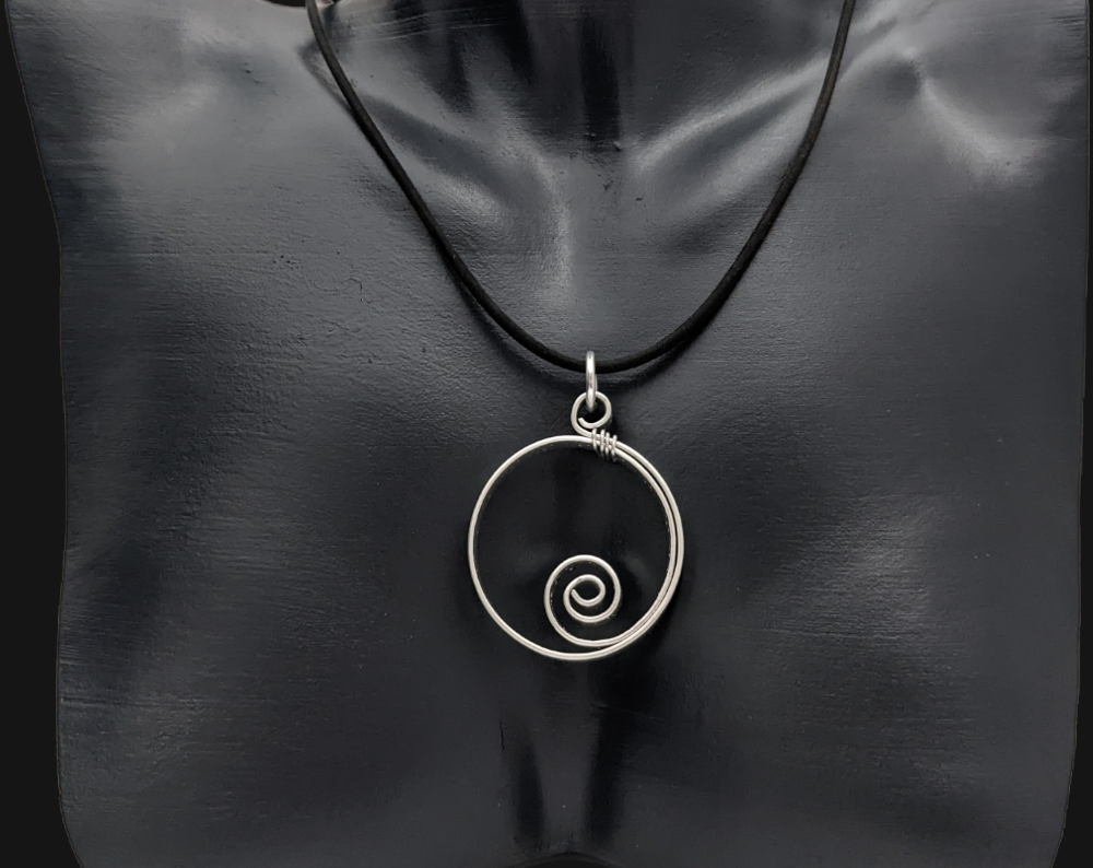 Small flat wire spiral Necklace pendant by Bendi's