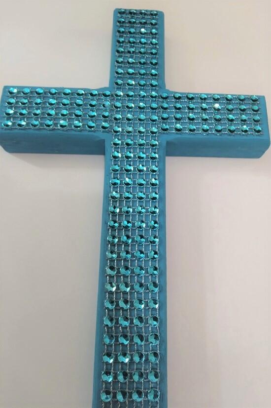  Jeweled Christian Cross Pendant Purple Scarf - Easter