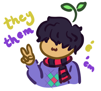 A drawing of Beans's character with a sprout growing out of the head. A drawing of Beans's character with a sprout growing out of the head.