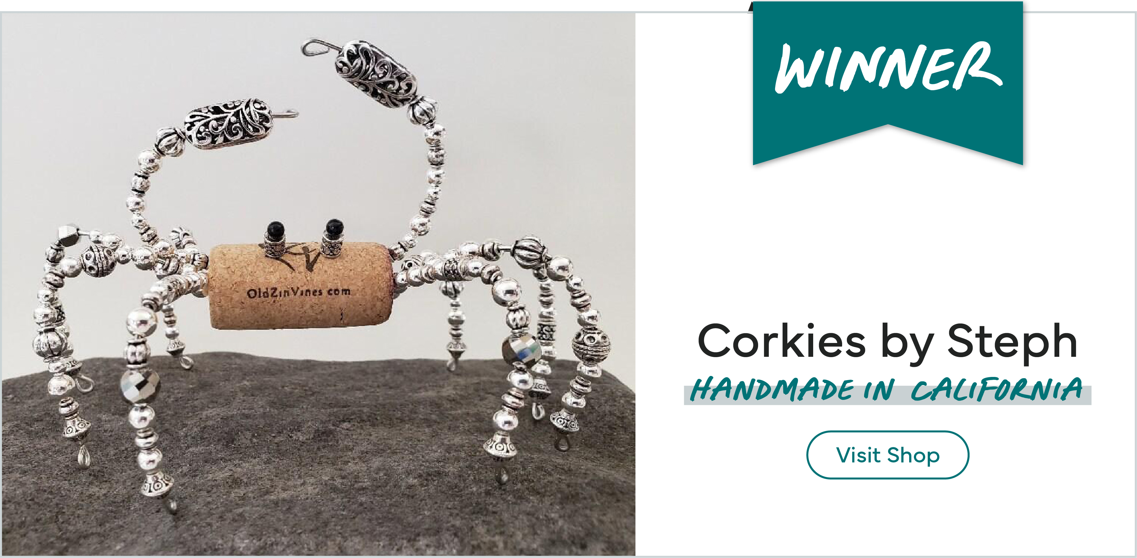 Maker Challenge Winner: Wine Cork Beaded Silver Crab by Corkies by Steph