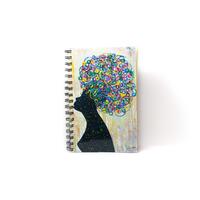 colorful silhouette woman tree roots original art custom notebook journal