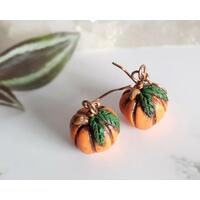 Polymer Clay Pumpkin Copper Earrings
