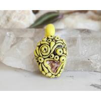 Wisconsin Red Druzy Quartz Yellow Polymer Clay Pendant