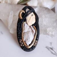 Botryoidal Stone, Titanium Quartz Polymer Clay Mother Moon Goddess Pendant