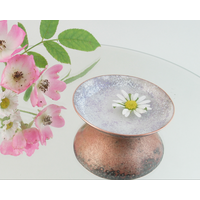 Mini 1-3/4 inch Enameled Copper Mauve on White Art Nouveau Bowl trinket dish ring dish for a Treasure or Keepsake Mini 1-3/4 inch Enameled Copper Mauve on White Art Nouveau Bowl trinket dish ring dish for a Treasure or Keepsake