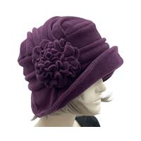 1920s style fleece cloche hat in eggplant 1920s style fleece cloche hat in eggplant