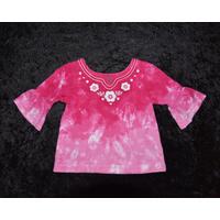 18mo Bell-sleeved Shirt - Hot Pink Gradation