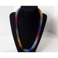handmade rainbow box chain made with anodized aluminum rings with a stainless steel lobster clasp by RainbowMaille made in the USA