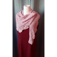 Pineapple Edged Shawl overlapping chest and shoulder front view Pineapple Edged Shawl overlapping chest and shoulder front view