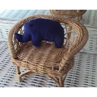 hand sewn pocket sized blue stuffed elephant