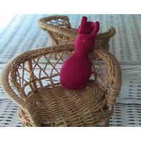 hand sewn pocket sized red stuffed rabbit