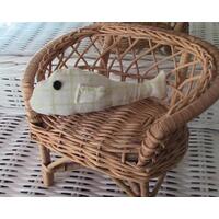 hand sewn pocket sized cream and white stuffed fish