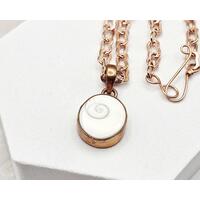 15 inch copper choker with Shiva eye pendant and handcrafted hook clasp.