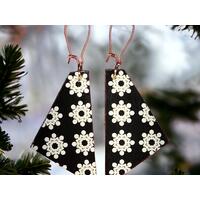 Snowflake Earrings - Black and white pattern on wood. Lightweight and hypoallergenic. Madera Design Studio  Snowflake Earrings - Black and white pattern on wood. Lightweight and hypoallergenic. Madera Design Studio
